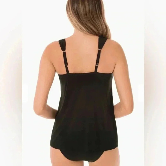 Miraclesuit Razzle Dazzle Tankini Top Black Sz 8 NWT - Picture 2 of 6